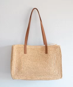 Elena Handbags Women's Large Soft Raffia Woven Summer Straw Tote